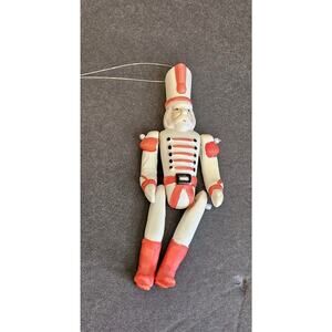 St Helens Ash Creations Porcelain Soldier Nutcracker Ornament White Red Rare